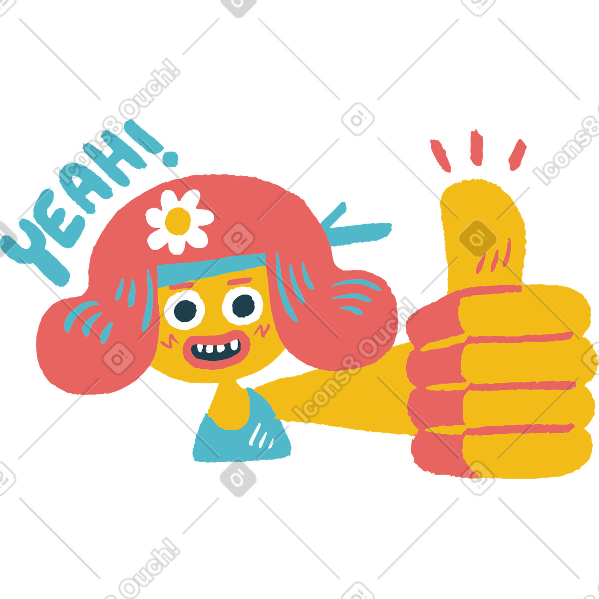 Girl showing thumbs up illustration in Flamenco style download in PNG, SVG