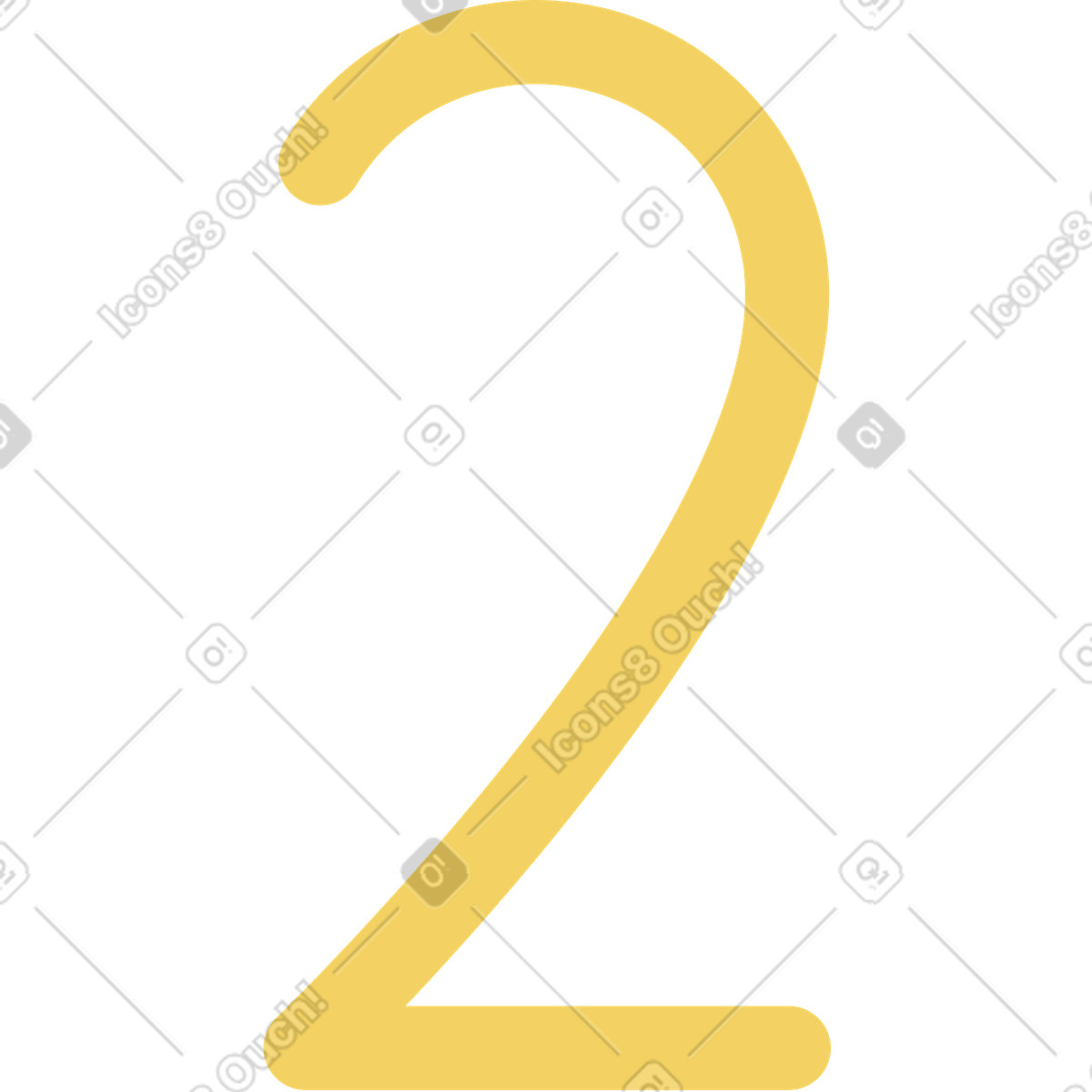 Gelb 2-stellig-Illustration im Macaroni-Stil als Download in PNG, SVG