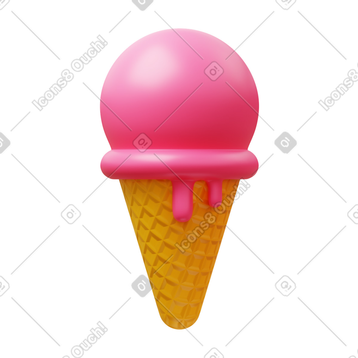 Ice cream cone illustration in 3D Fluency style download in PNG, SVG