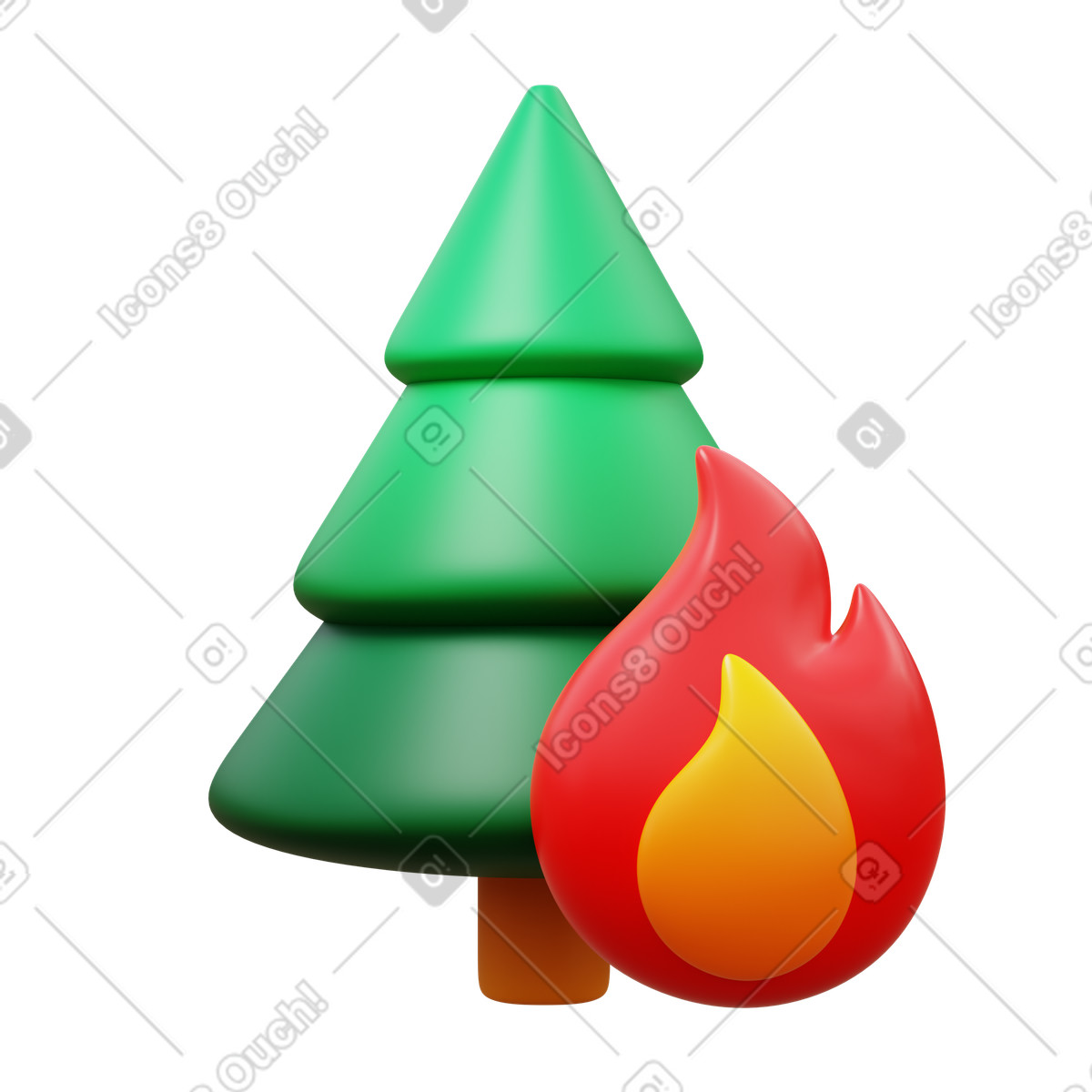 Ilustración Incendio forestal en estilo 3D Fluency a descargar en PNG y SVG