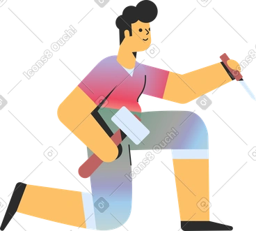 Sculptor with tools at work PNG, SVG