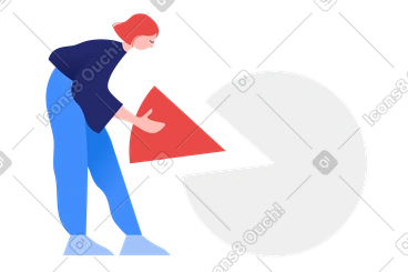 Woman completing a pie chart PNG, SVG