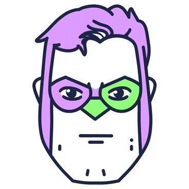 A close-up illustration of a comic book hero's face, showcasing a determined expression. The hero has strong, angular features, with prominent cheekbones and a defined jawline. Their eyes are intense and focused, conveying a sense of determination. Thick, styled hair frames their face, with a few strands falling over the forehead. The hero's mouth is slightly set in a firm line, indicating resolve. They are wearing a mask that covers the upper part of their face, leaving their mouth and chin visible. The mask has an intricate design, adding to the heroic appearance.