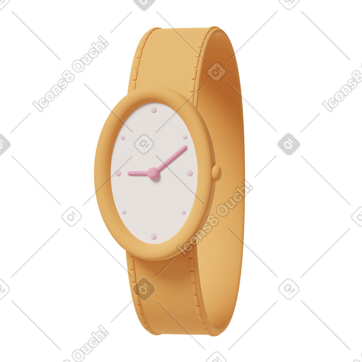 Watch yellow illustration in 3D Casual life style download in PNG, SVG