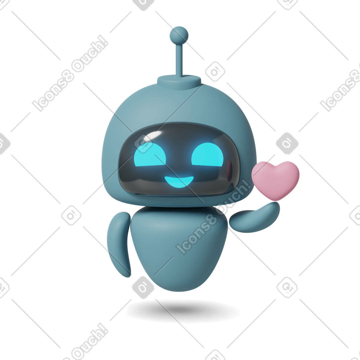 3D Casual life スタイルの Chatgpt robot with heart のイラストをPNG、SVG形式でダウンロード
