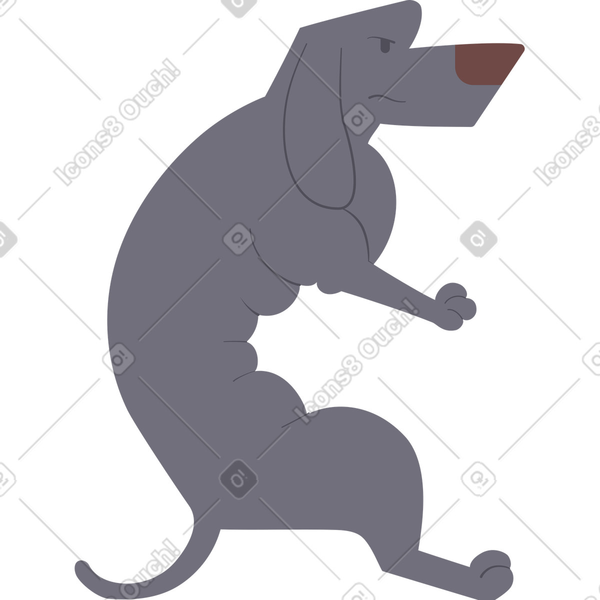 Illustration Gris teckel dans le style Woof à télécharger aux formats PNG, SVG