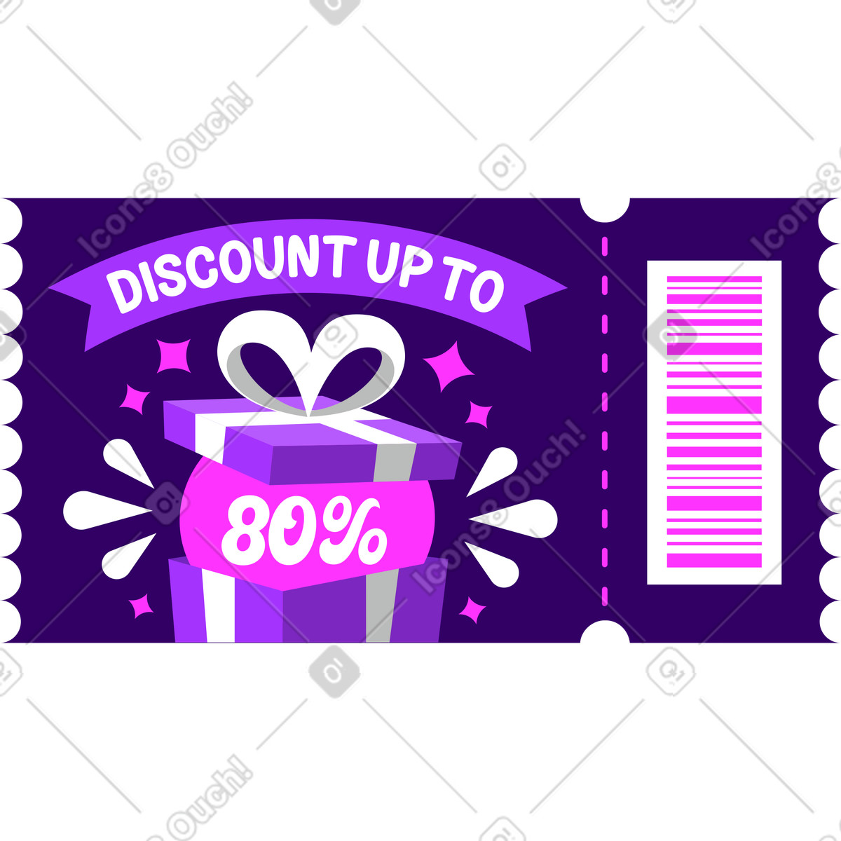 Lettering 스타일의 최대 80% 쿠폰 텍스트 레터링 할인 일러스트레이션 PNG, SVG 다운로드