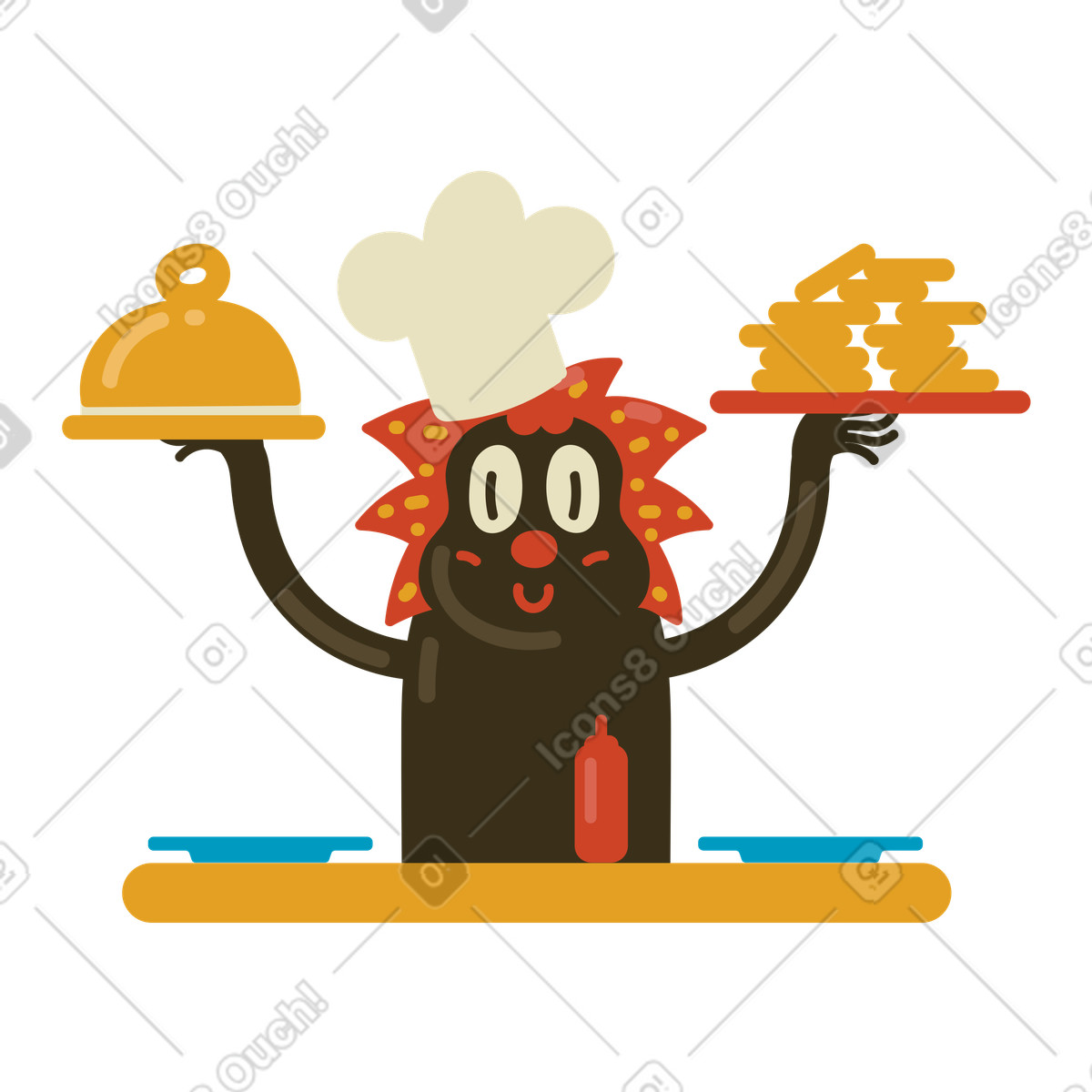 Illustration Chef dans le style Arabica à télécharger aux formats PNG, SVG