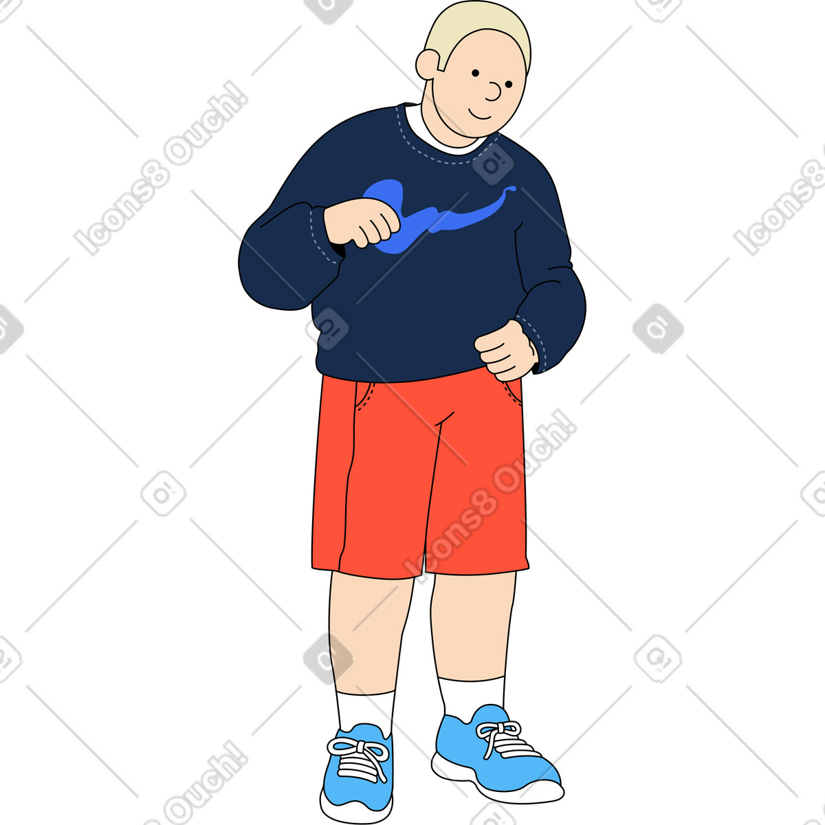 Uomo che tiene qualcosa illustrazione in stile Kindy scarica in PNG, SVG