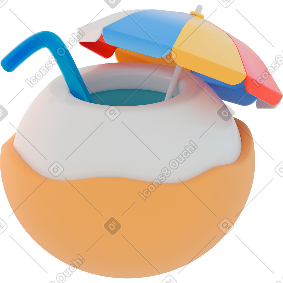Ilustración Bebida de coco en estilo 3D Holidays a descargar en PNG y SVG