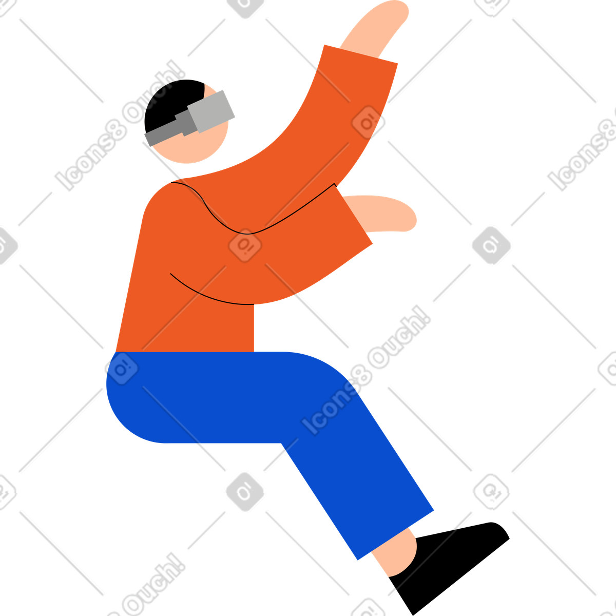 下载 Tiny 风格的 戴 vr 眼镜的年轻人 插画，支持 PNG、SVG 格式
