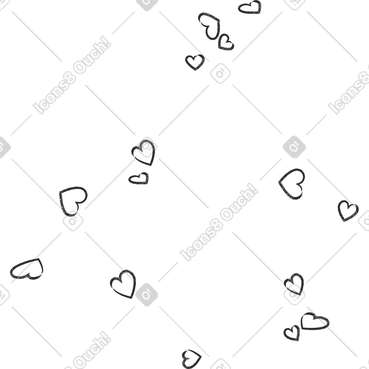 Regen der herzen-Illustration im Graphite-Stil als Download in PNG, SVG