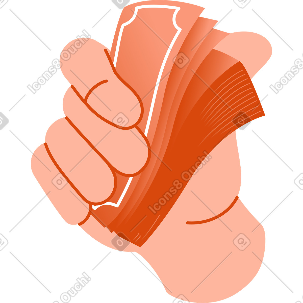 下载 Orange 风格的 手拿着一叠钞票 插画，支持 PNG、SVG 格式