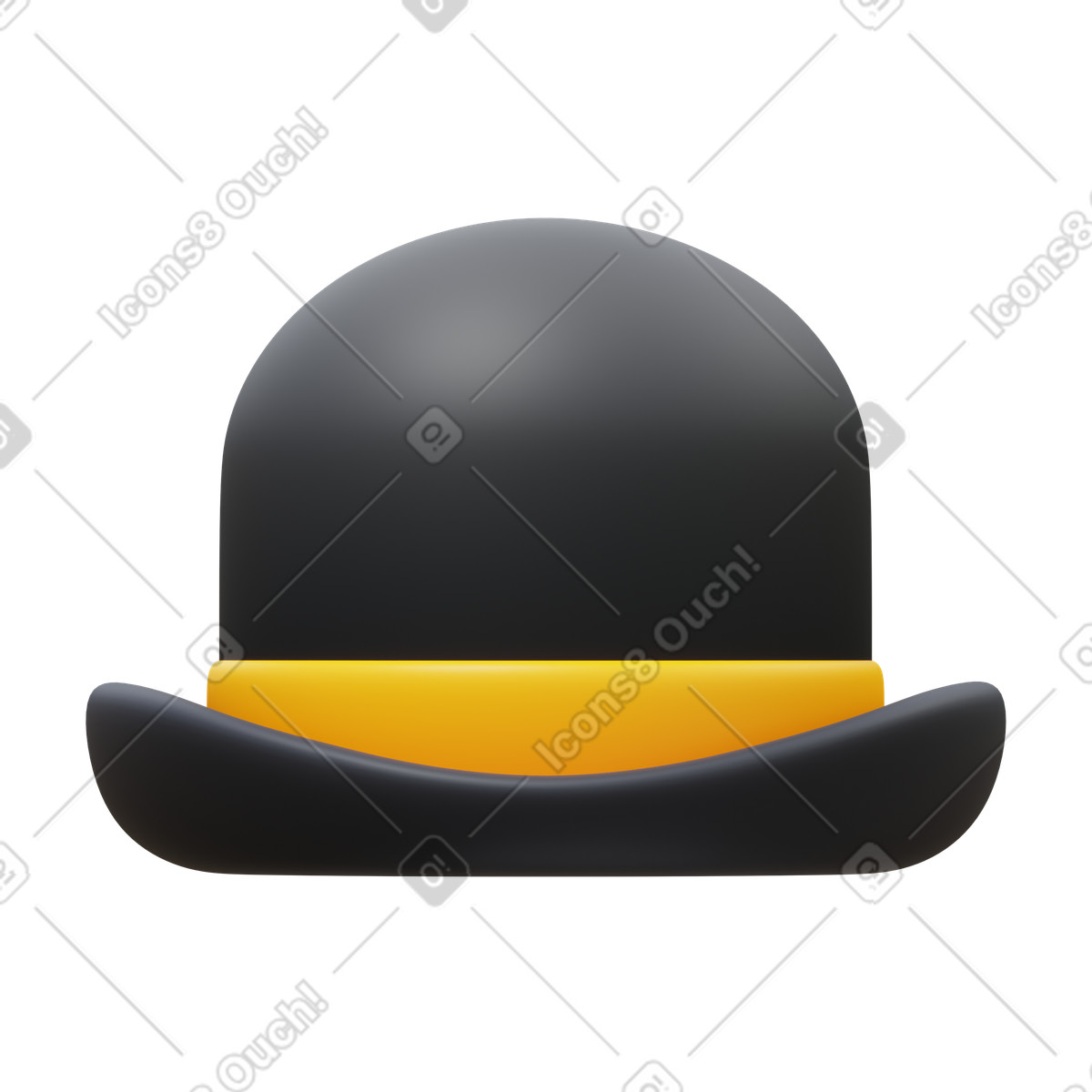 3D Fluency 스타일의 Bowler hat 일러스트레이션 PNG, SVG 다운로드
