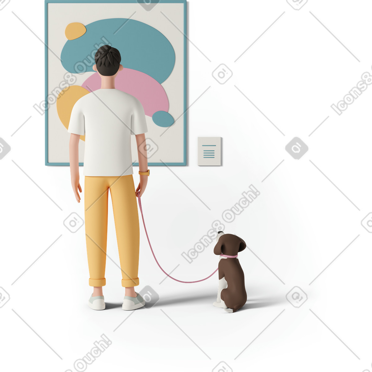 3D Casual life 스타일의 Man looking at painting 일러스트레이션 PNG, SVG 다운로드