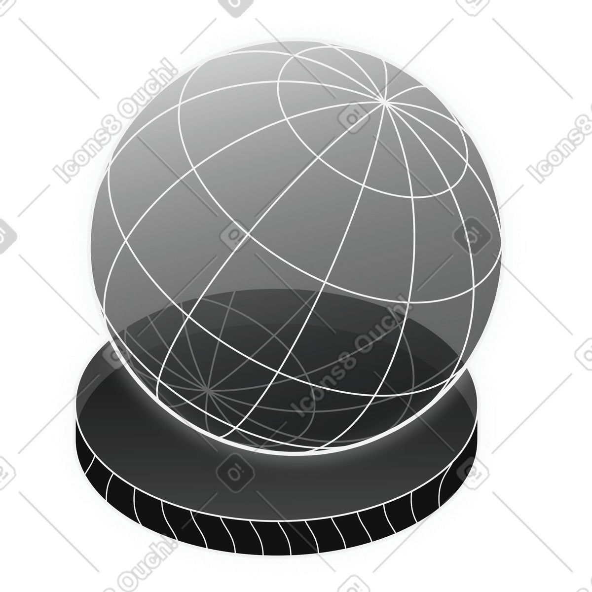 Global network connectivity with digital wireframe globe on platform illustration in Inverse style download in PNG, SVG