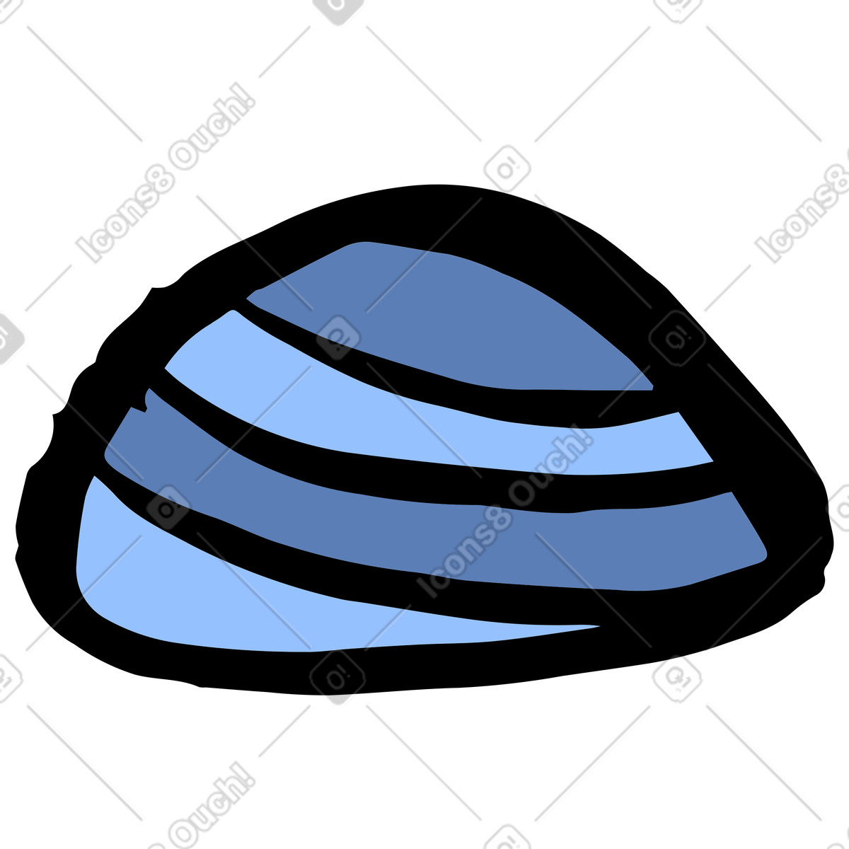 Striped blue rock, geology illustration in Scandi style download in PNG, SVG