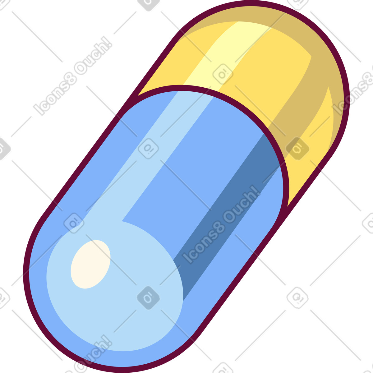 Yellow blue pill-Illustration im Handy-Stil als Download in PNG, SVG