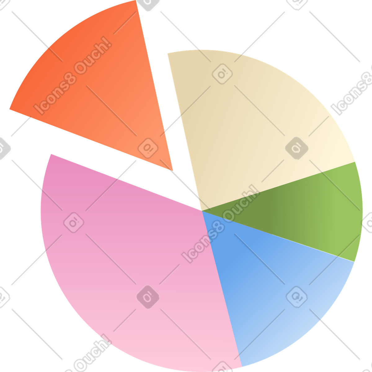 Pie chart illustration in Silky style download in PNG, SVG