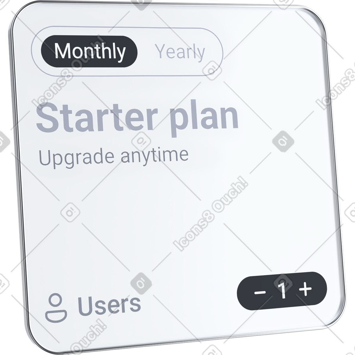 Ilustração de Subscription starter plan pricing card with monthly yearly toggle option em no estilo 3D Pro para baixar em PNG, SVG
