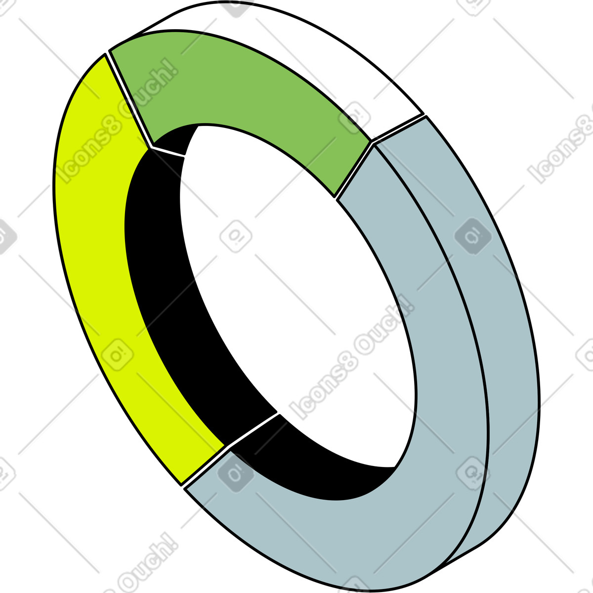 Pie chart illustration in Isometric style download in PNG, SVG