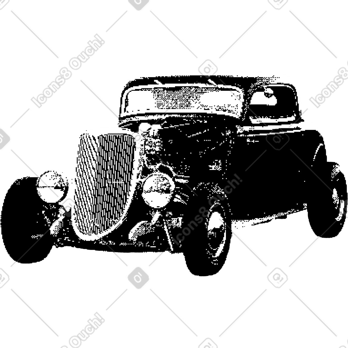 Bitmap スタイルの Old car のイラストをPNG、SVG形式でダウンロード
