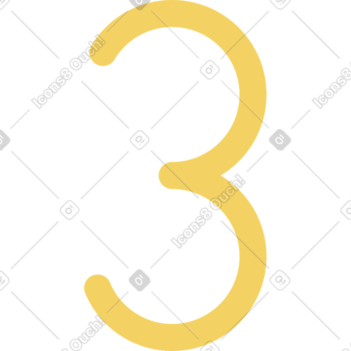 Ilustración Amarillo 3 dígitos en estilo Macaroni a descargar en PNG y SVG
