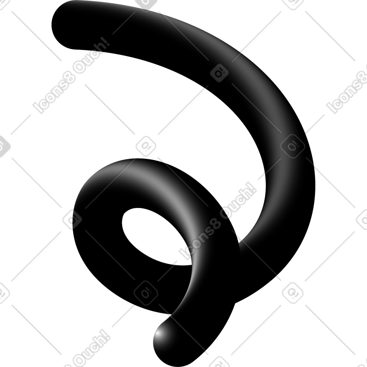 Black spiral illustration in Puffy style download in PNG, SVG