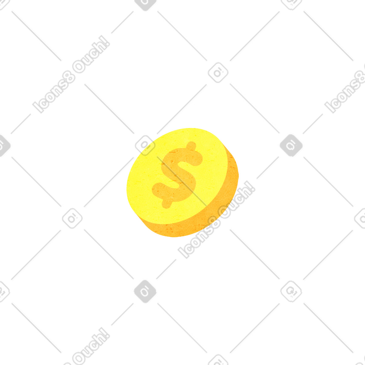 Lettering スタイルの 黄色いコイン のイラストをPNG、SVG形式でダウンロード