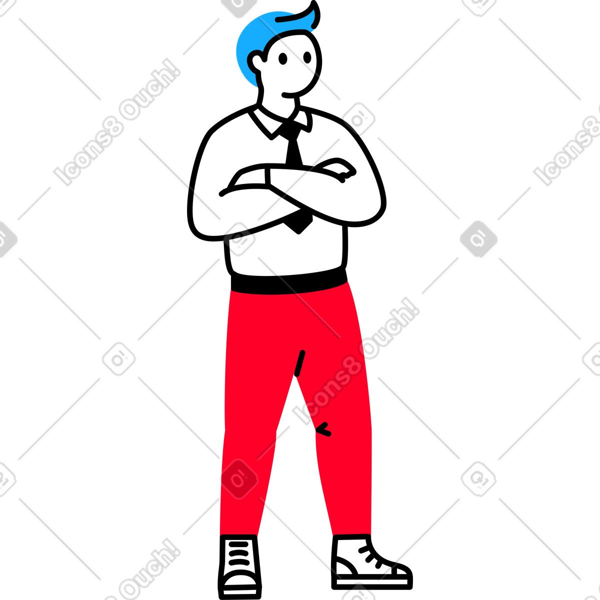 Ilustração de Homem com os braços cruzados sobre o peito em no estilo Transistor para baixar em PNG, SVG