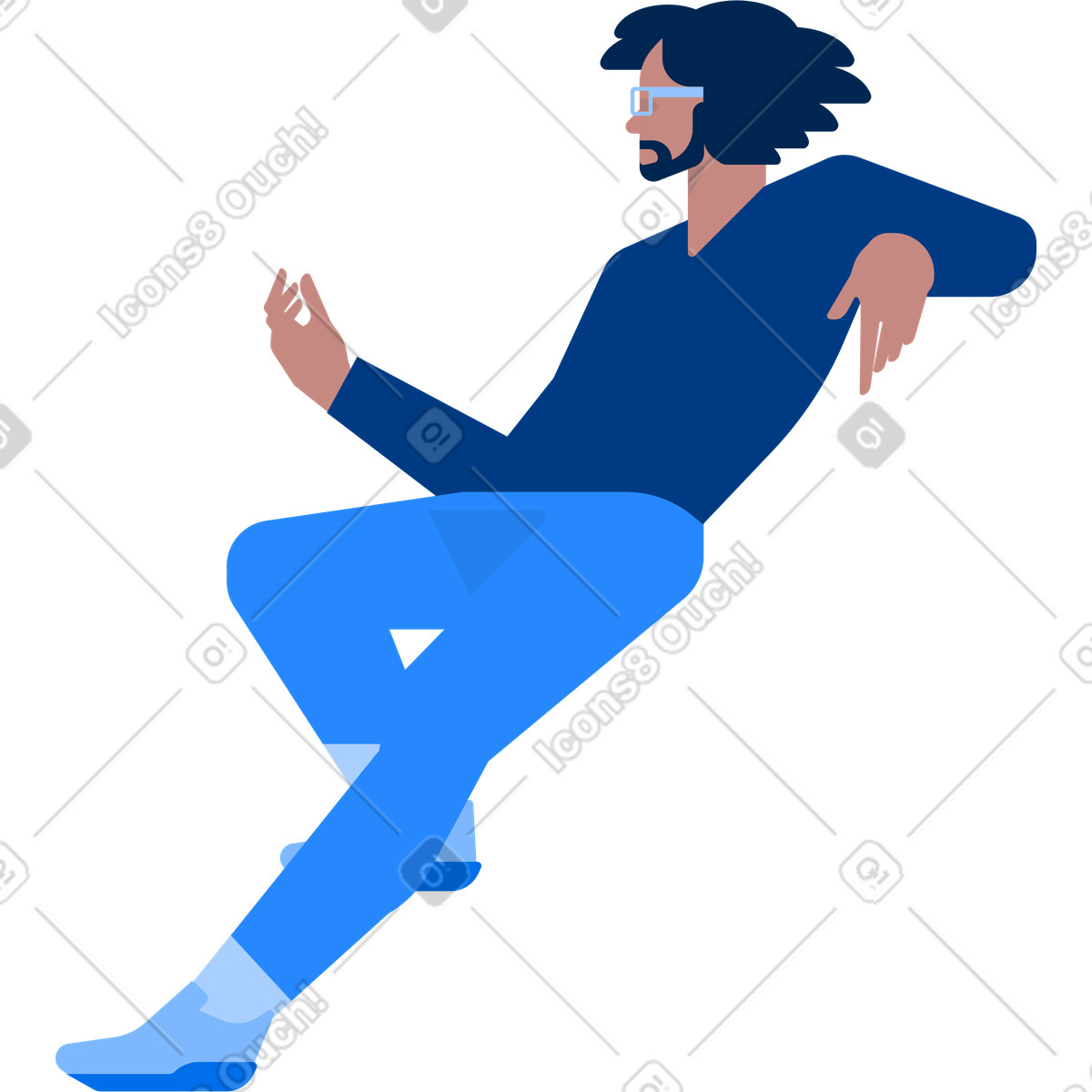 Relaxed man in glasses sitting-Illustration im Urban-Stil als Download PNG, SVG