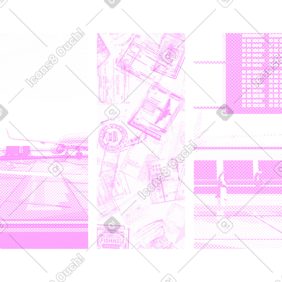 Sfondo di viaggio illustrazione in stile Halftone scarica in PNG, SVG