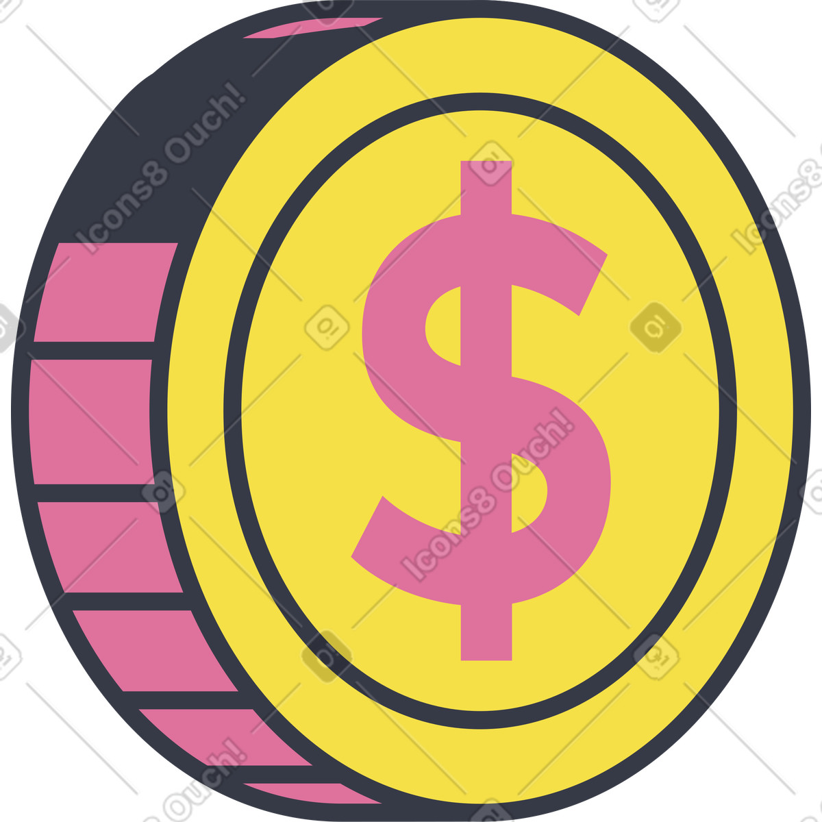 Stacked penny coin illustration with rich metallic clipart shading