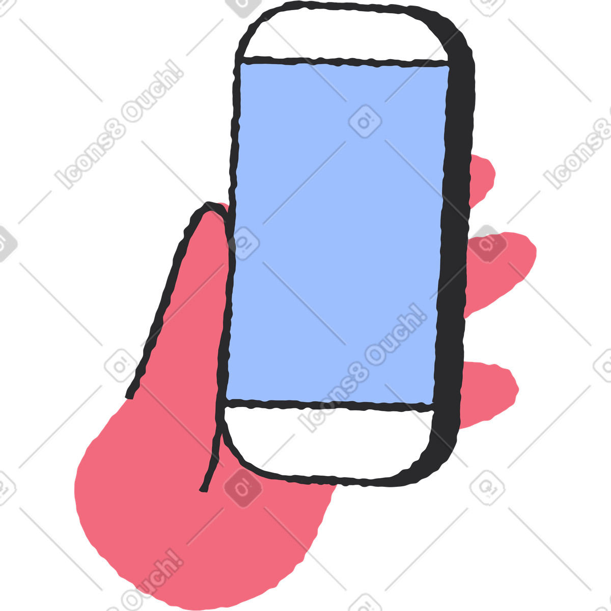 Telefono in mano illustrazione stile Pablo scarica PNG, SVG