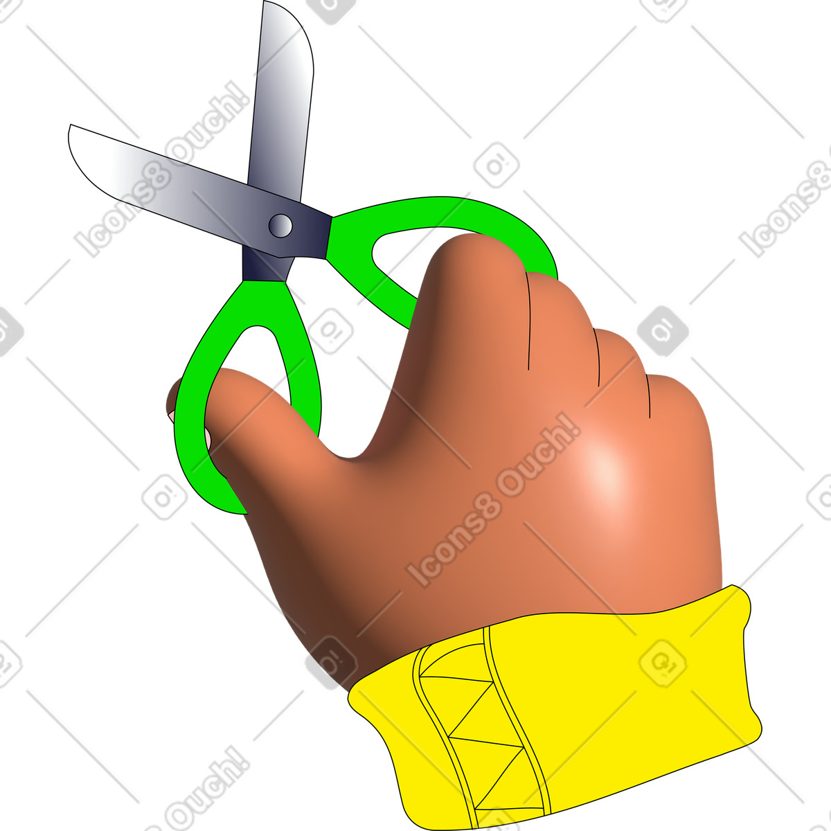 Ilustración Mano con tijeras en estilo Pop a descargar en PNG y SVG
