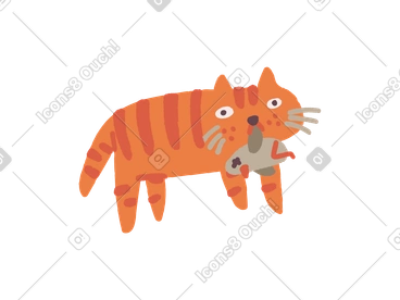 A cat holding a mouse in its mouth PNG, SVG