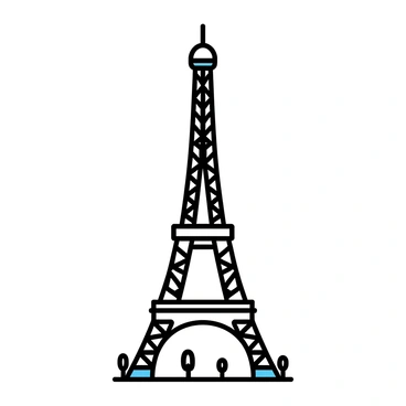 The Eiffel Tower in Paris captured with a continuous line illustration