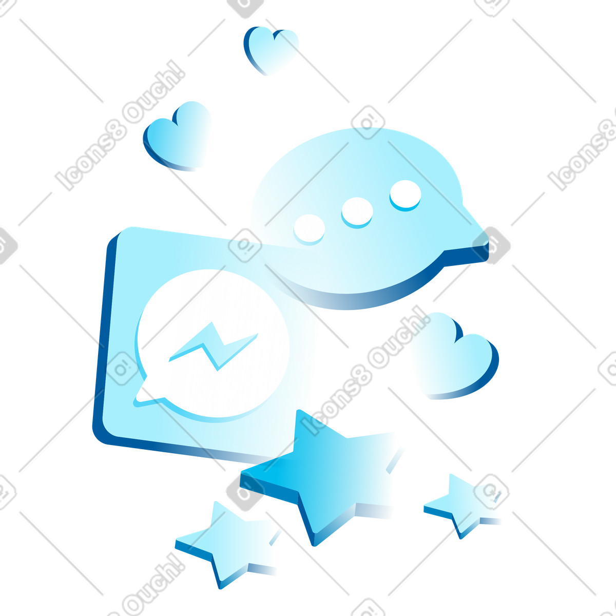 Social media chat bubbles illustration in PNG, SVG