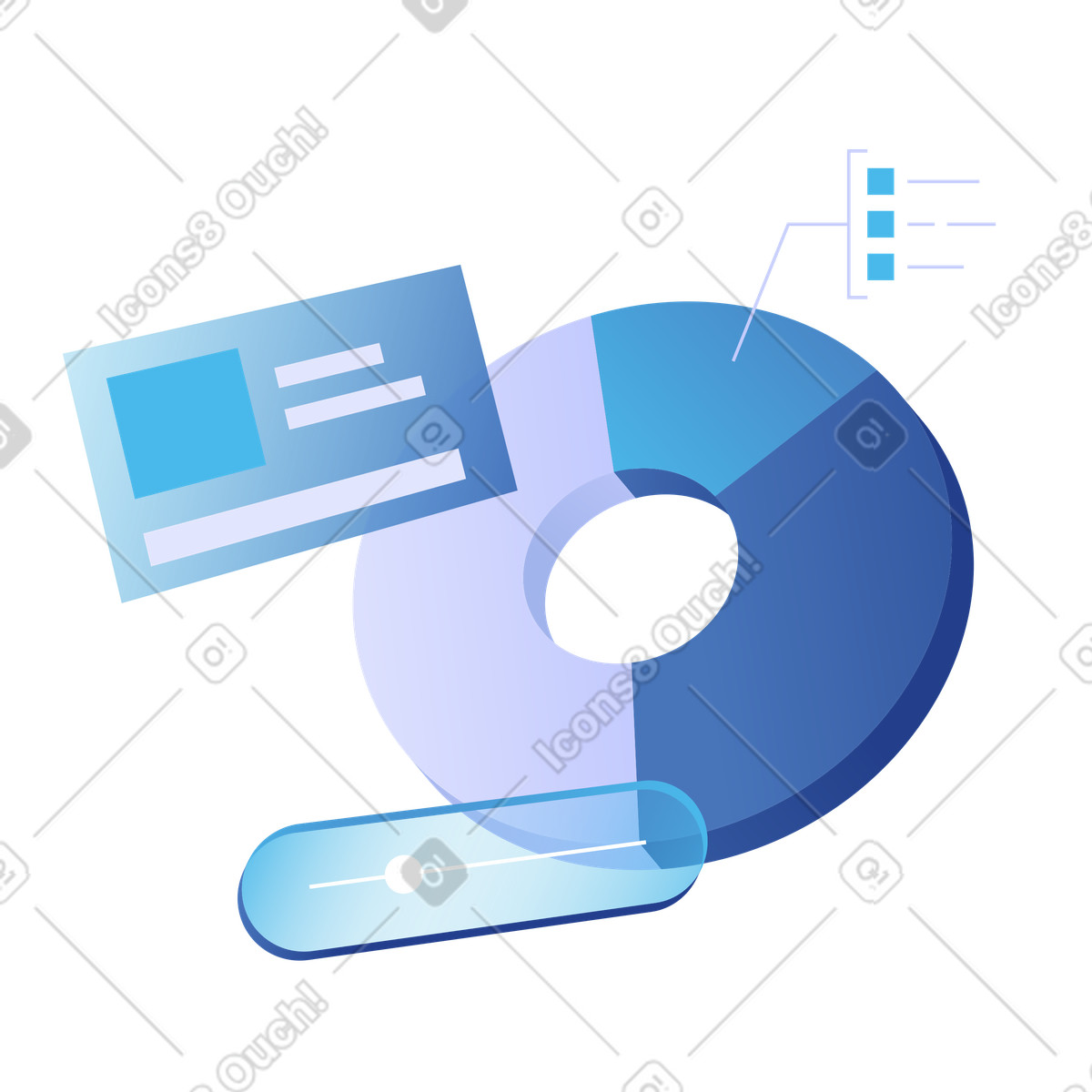 Illustration Analyse commerciale, informations numériques et rapports sur les mesures dans le style Quantum à télécharger aux formats PNG, SVG