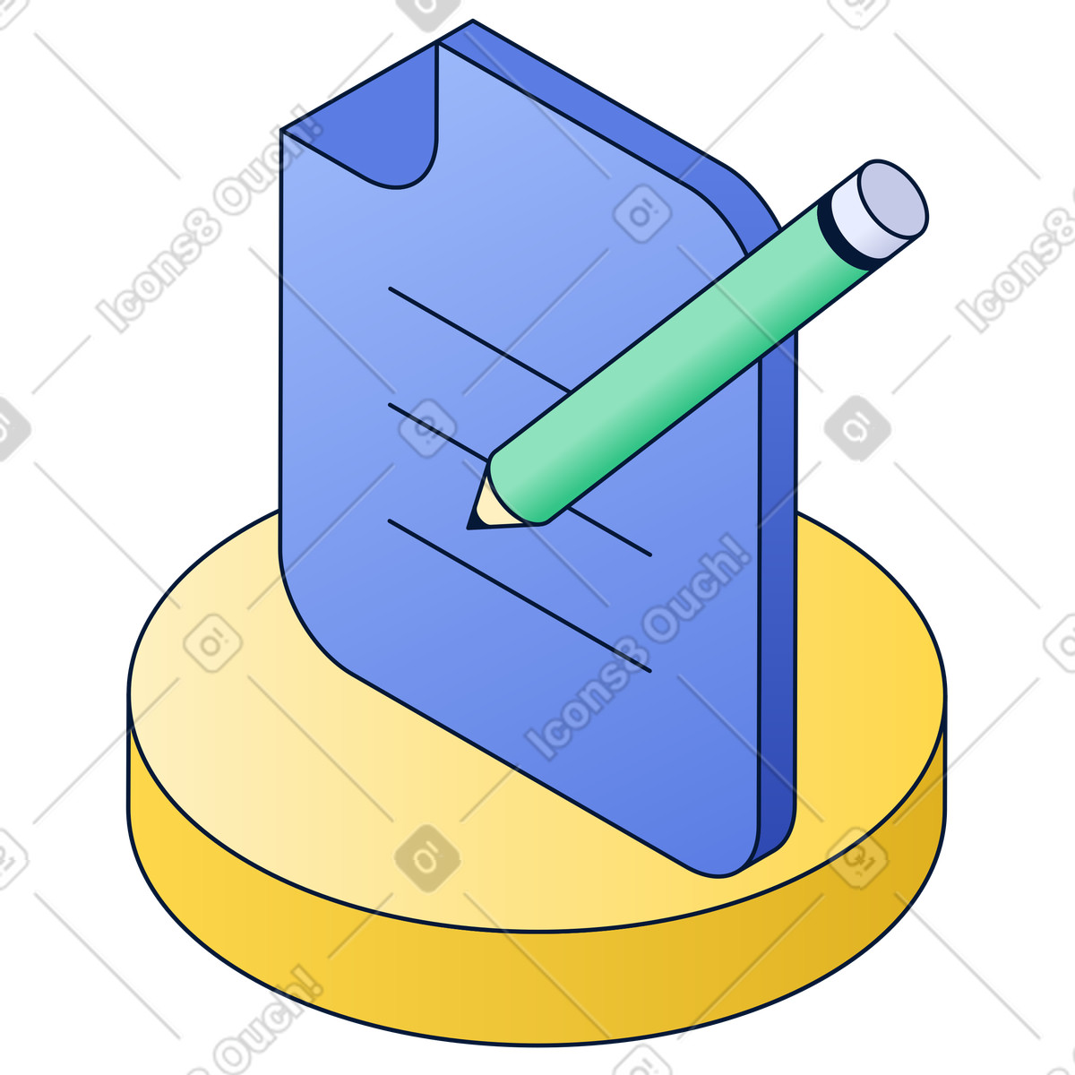 Pencil writing on document, note taking and editing illustration in Neat style download in PNG, SVG