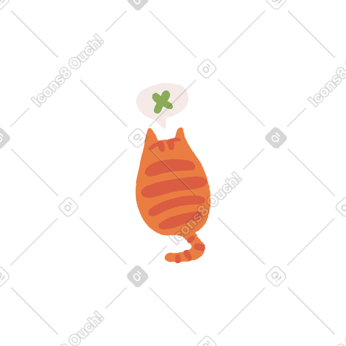 Cat with a cross mark in speech bubble illustration Ginger style download PNG, SVG