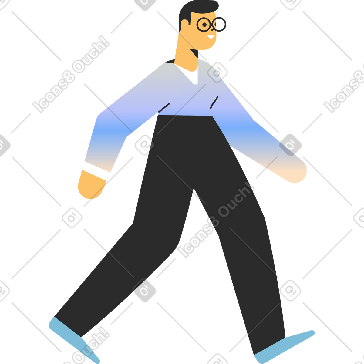 Ilustración Hombre caminando en estilo Marginalia a descargar en PNG y SVG