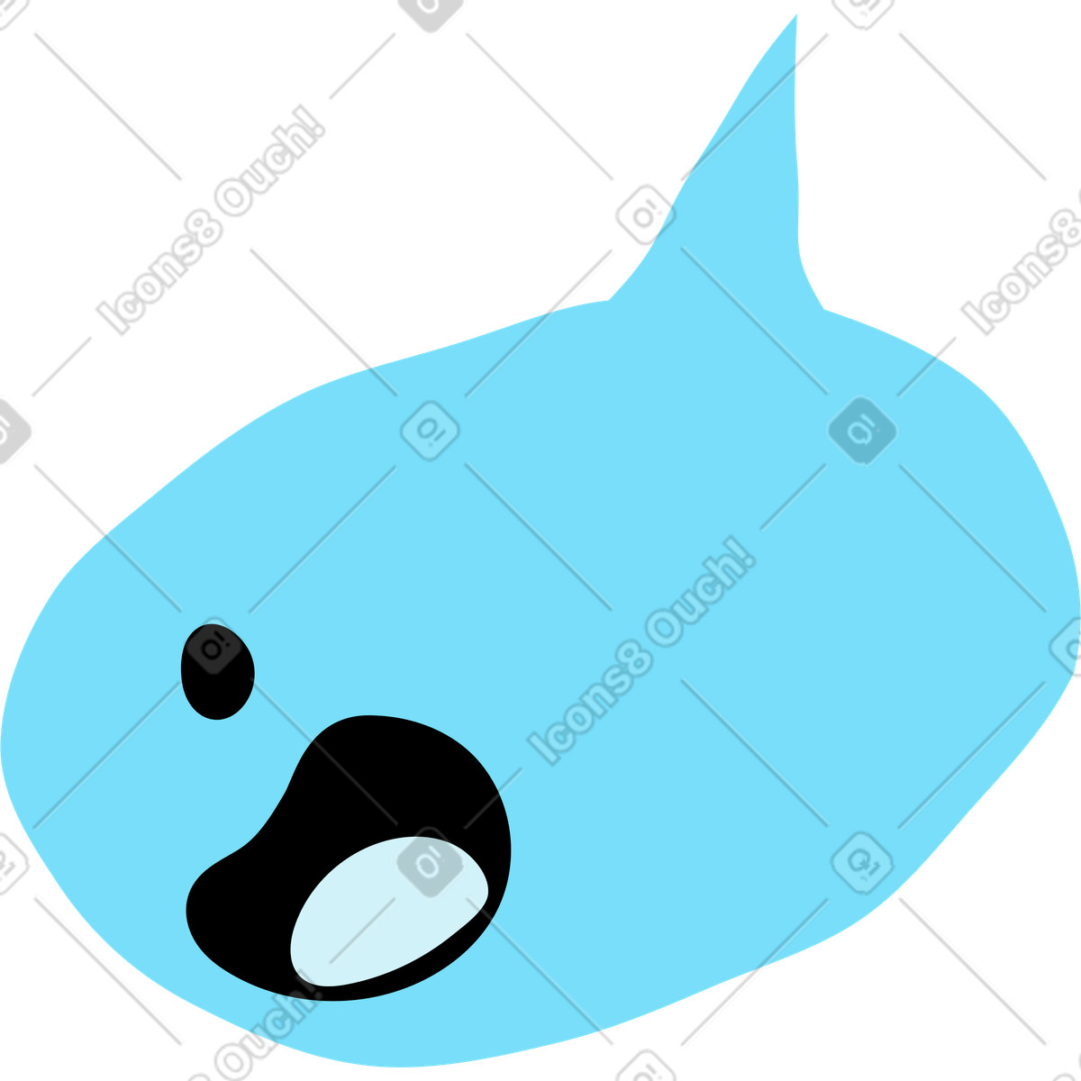 Speech bubble with a surprised face illustration in Giggle style download in PNG, SVG