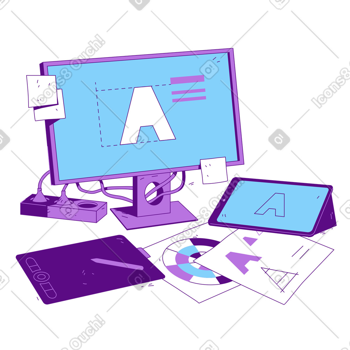 Logo design, branding e brand identity illustrazione in stile Storyline scarica in PNG, SVG