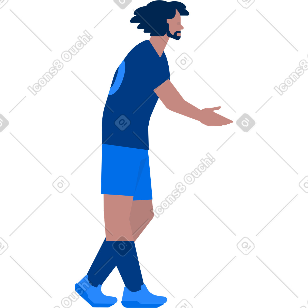 Male football player holds out his hand to greet illustration in Urban style download in PNG, SVG