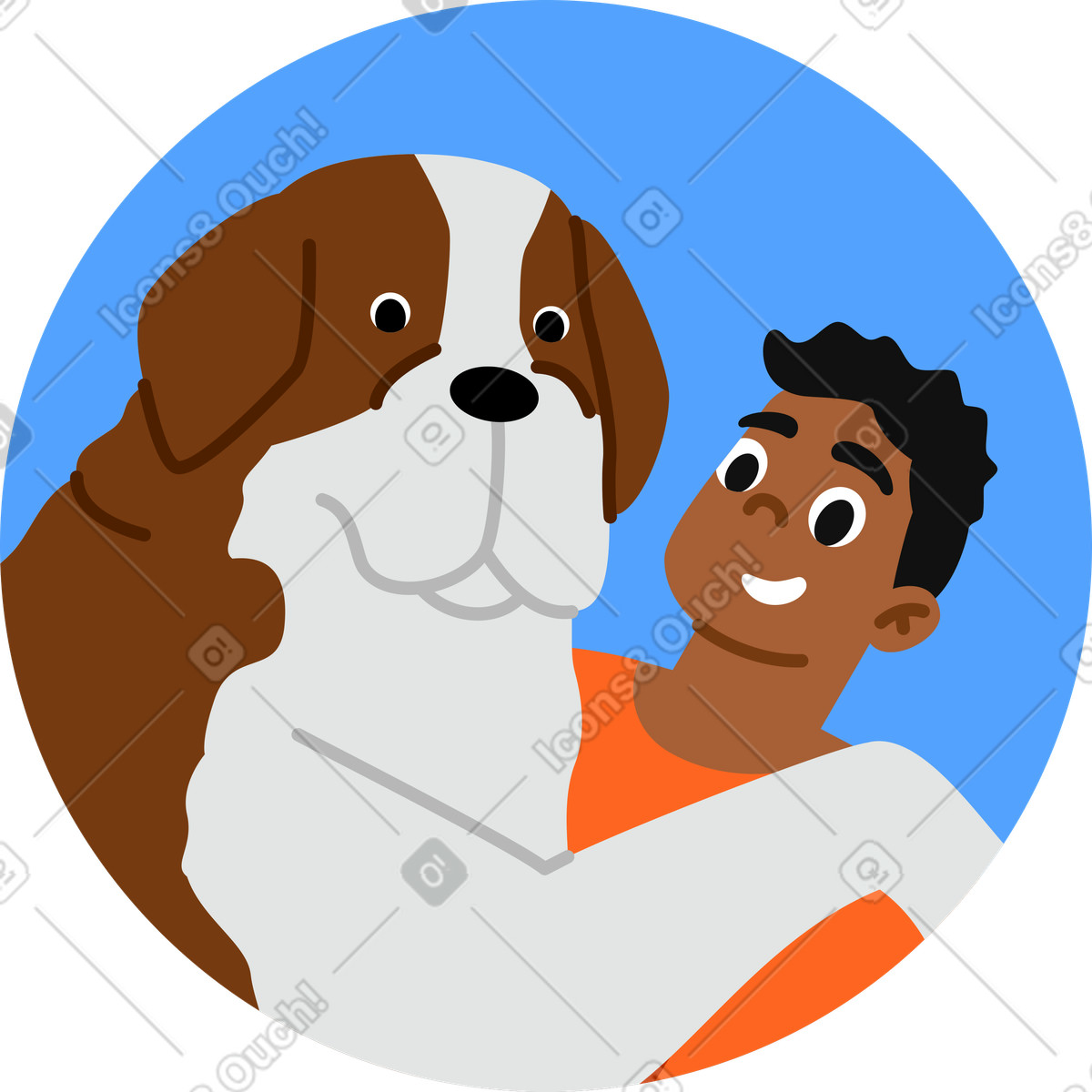 下载 Active 风格的 男人与狗头像 插画，支持 PNG、SVG 格式