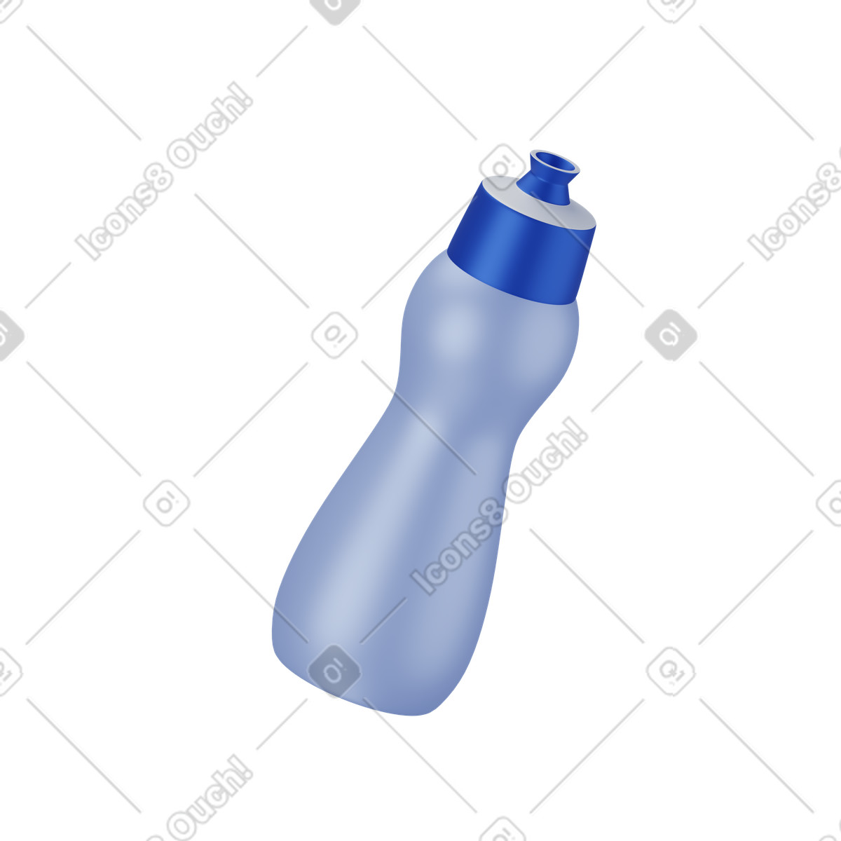 Blue sport water bottle illustration in 3D Techny style download in PNG, SVG