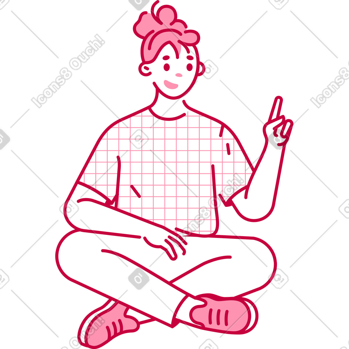 Illustration Femme en position du lotus avec le doigt levé dans style Natty à télécharger aux formats PNG, SVG