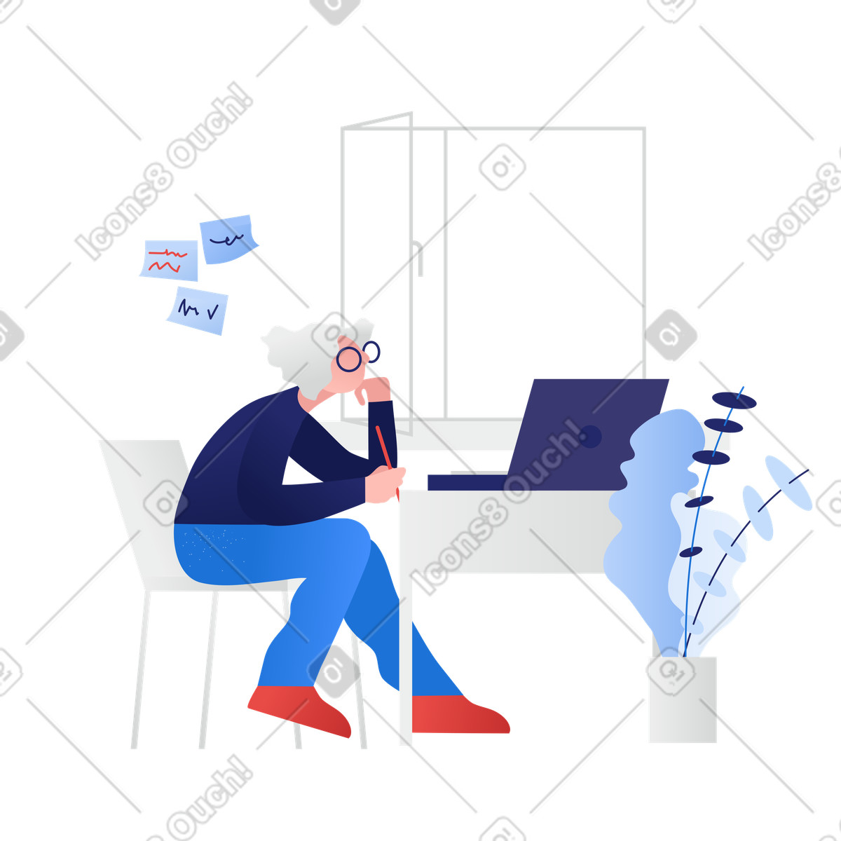 Von zuhause aus arbeiten-Illustration im Clip-Stil als Download in PNG, SVG