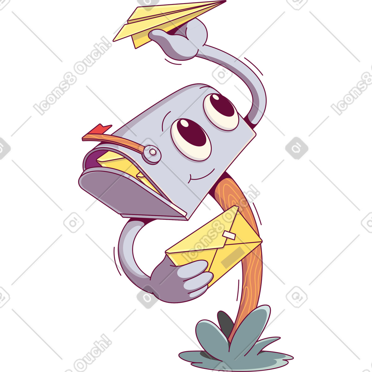 Postfach sendet e-mails-Illustration im Handy-Stil als Download in PNG, SVG